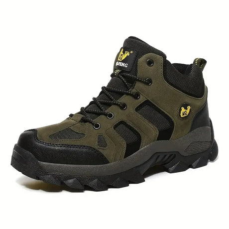 Olivgrüne TigleX Explorer Allterrain Wanderschuhe mit stabiler Knöchelstütze, rutschfester Profilsohle und atmungsaktivem Obermaterial – ideale Outdoor- und Trekking-Schuhe für anspruchsvolle Wanderungen auf jedem Terrain, für Damen und Herren.