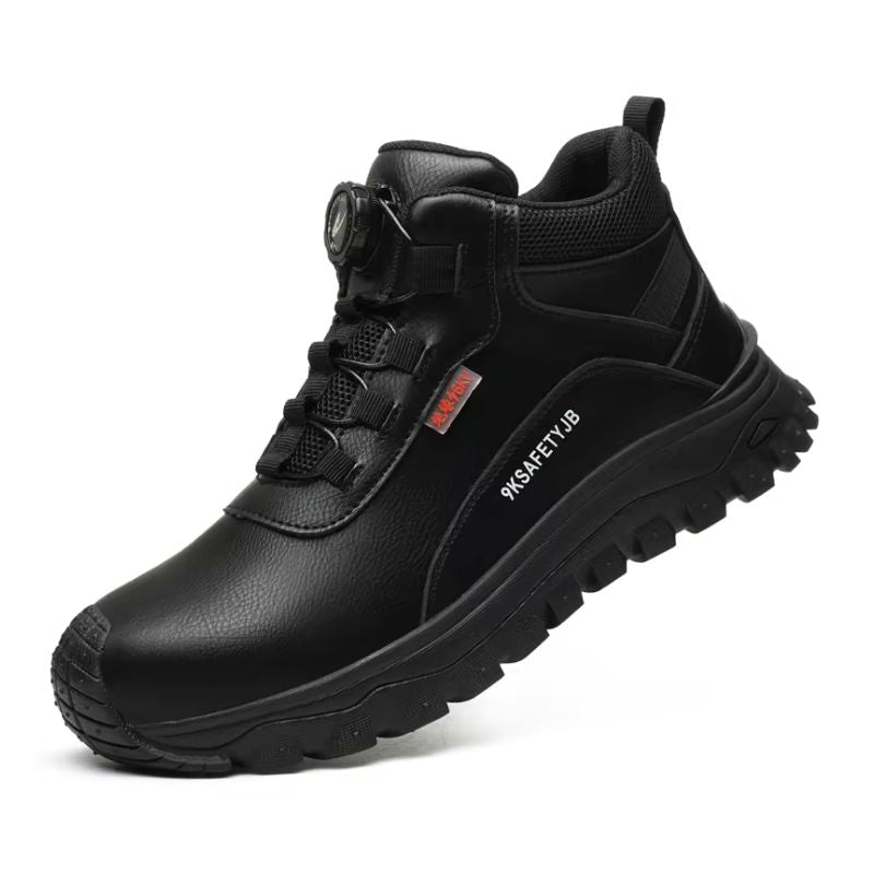 Schwarzer TGXW340 Sicherheitsschuh mit Stahlkappe und rutschfester Profilsohle – Unisex