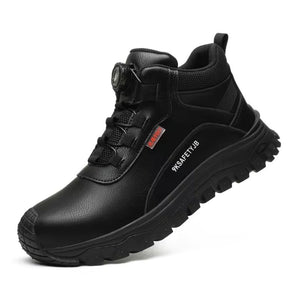 Schwarzer TGXW340 Sicherheitsschuh mit Stahlkappe und rutschfester Profilsohle – Unisex