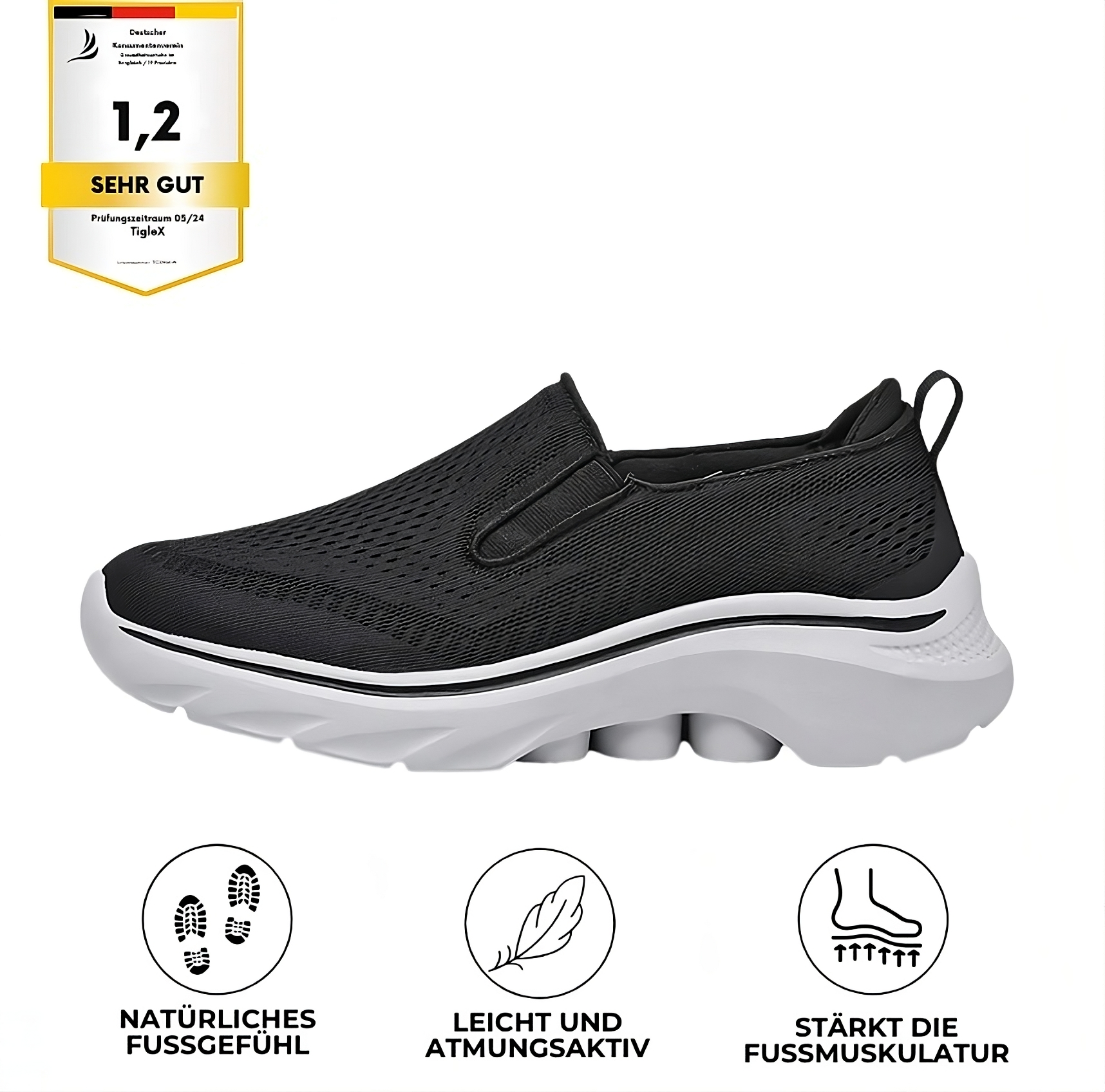 RehaFit Slip-On – Orthopädischer, schmerzlindernder Schuh, atmungsaktiv, wasserfest, rutschfest – perfekt für Reha, Therapie, Sport und Alltag – Unisex